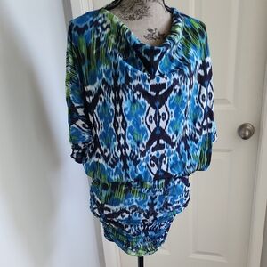Sweet Pea Blue and Green Patterned Dress